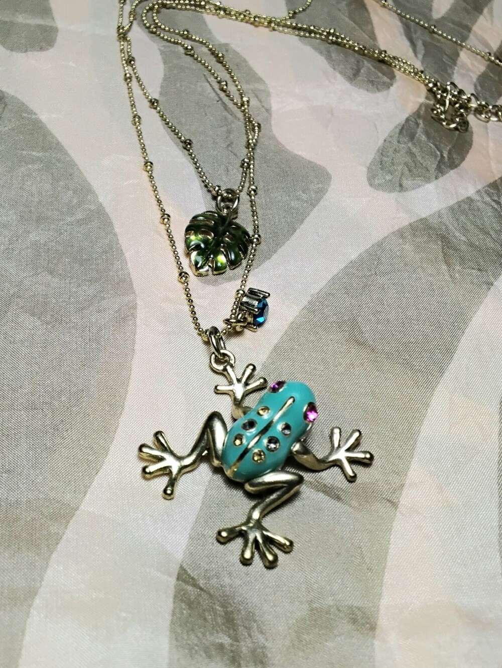Betsey Johnson Frog Necklace Gold 22" With Frog